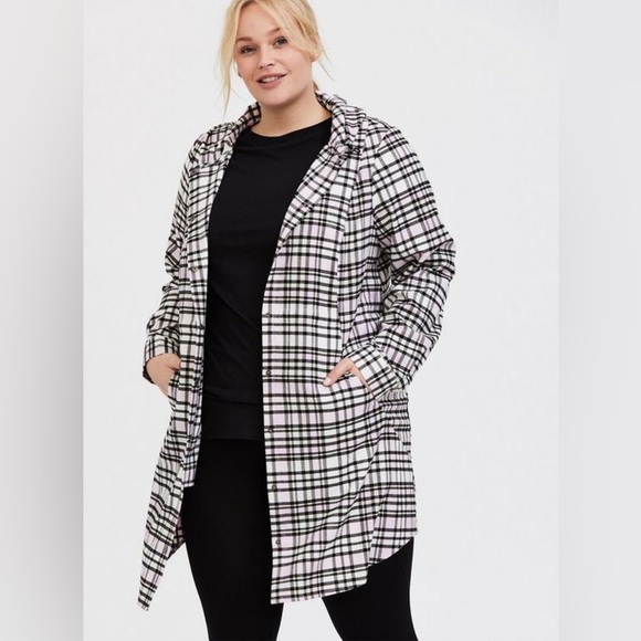 torrid Jackets & Blazers - Torrid Hooded Pink Plaid Anorak - Size 18/20 (2)